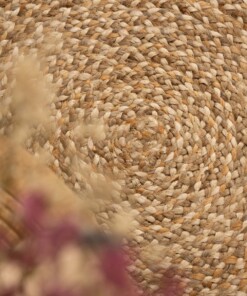 Jute Teppich Rund Braided - Natural/Multi - close up, thumbnail Jute Teppich Rund Braided - Natural/Multi - close up, thumbnail
