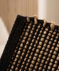 Jute Teppich - Torget Natur/Schwarz - close up, thumbnail
