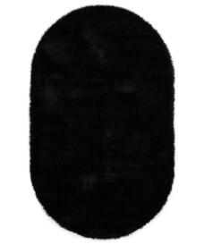 Teppich Oval Hochflor - Posh Velours Schwarz - overzicht, thumbnail