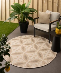 Outdoor Teppich Rund Jute Optik Sunny Circles - Beige - sfeer, thumbnail