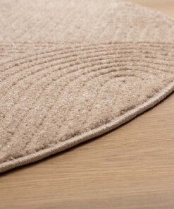 Teppich Rund Skandinavisch - Contour Curve Beige - close up, thumbnail