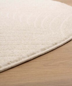 Teppich Rund Skandinavisch - Contour Leaf Cream - close up, thumbnail