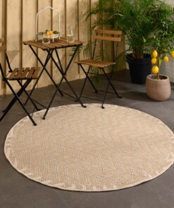 Outdoor Teppich Rund Jute Optik Sunny Contour - Beige - sfeer, thumbnail