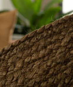 Jute Teppich Rund Pure - Olivgrün [special edition] - close up, thumbnail