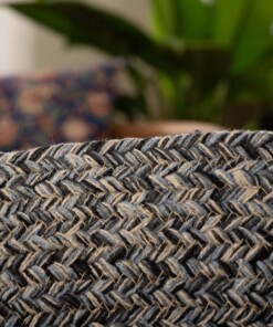 Baumwollteppich Rund Joy - Blau - close up, thumbnail Baumwollteppich Rund Joy - Blau - close up, thumbnail