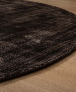 Viskose Teppich Rund - Glamour Dunkelbraun - close up, thumbnail Viskose Teppich Rund - Glamour Dunkelbraun - close up, thumbnail