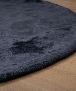 Viskose Teppich Oval - Pearl Marineblau - close up, thumbnail