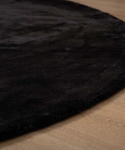 Viskose Teppich Rund - Pearl Schwarz - close up, thumbnail