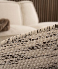 Wollteppich Rund - Ulstein Weiß/Schwarz - close up, thumbnail