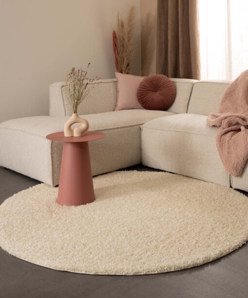 Hochflor Teppich Rund Shaggy Trend - Creme - sfeer