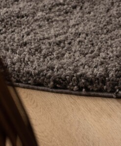 Hochflor Teppich Rund Shaggy Trend - Grau - close up