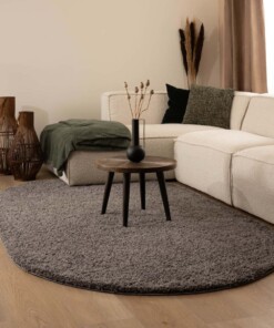 Oval Teppich Hochflor - Shaggy Trend Grau - sfeer