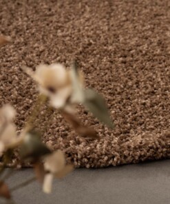 Hochflor Teppich Rund Shaggy Trend - Mokka - close up, thumbnail