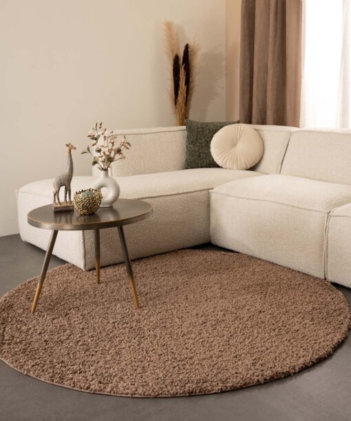 Hochflor Teppich Rund Shaggy Trend - Mokka - sfeer