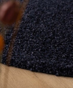 Hochflor Teppich Rund Shaggy Trend - Marineblau - close up, thumbnail