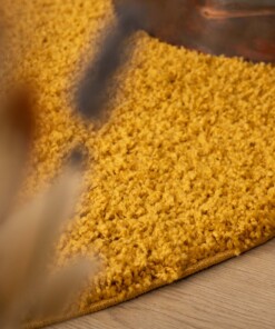 Hochflor Teppich Rund Shaggy Trend - Senfgelb - sfeer