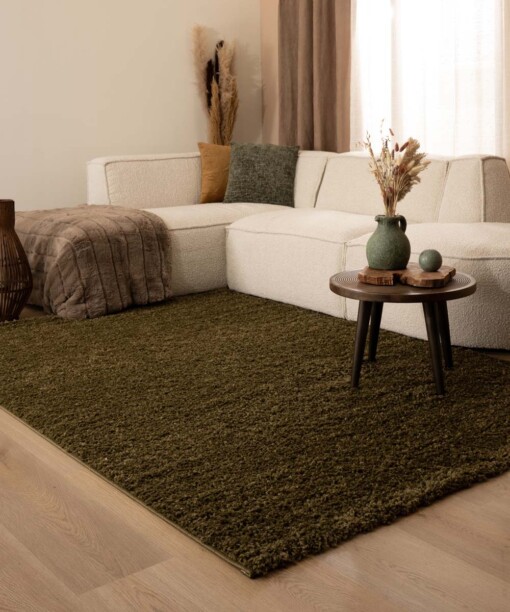 Hochflor Teppich Shaggy Trend - Olivgrün - sfeer