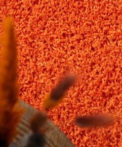 Hochflor Teppich Rund Shaggy Trend - Orange - close up, thumbnail