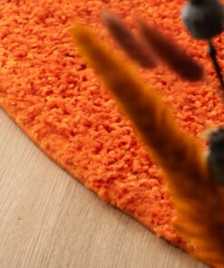 Hochflor Teppich Rund Shaggy Trend - Orange - close up, thumbnail