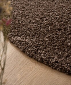 Hochflor Teppich Rund Shaggy Trend - Taupe - close up, thumbnail