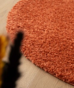 Hochflor Teppich Rund Shaggy Trend - Terrakotta - close up, thumbnail