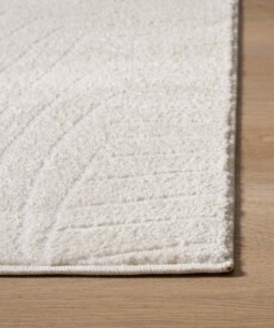 Teppich Quadratisch Skandinavisch - Contour Leaf Cream - close up, thumbnail