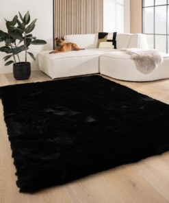 Flauschiger Teppich Hochflor - Comfy Deluxe Schwarz