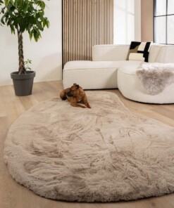 Flauschiger Teppich Organische Form - Comfy Plus Taupe