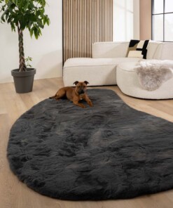 Flauschiger Teppich Organische Form - Comfy Plus Dunkelgrau