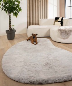 Flauschiger Teppich Organische Form - Comfy Plus Hellgrau