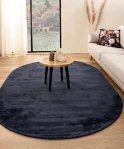 Viskose Teppich Oval - Glamour Marineblau - sfeer, thumbnail