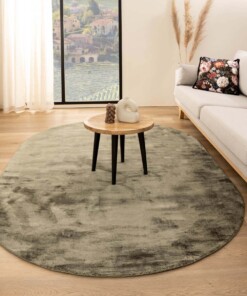 Viskose Teppich Oval - Glamour Olivgrün - sfeer