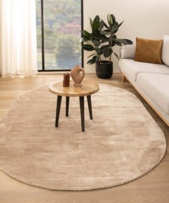 Viskose Teppich Oval - Pearl Beige - sfeer