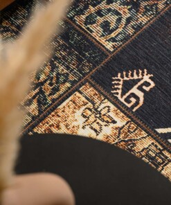 Patchwork Teppich - Fade No.1 Olivgrün - close up, thumbnail