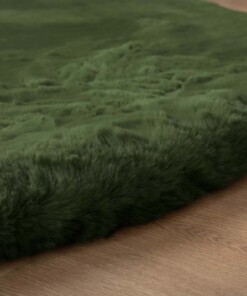 Teppich Rund Flauschig Hochflor - Comfy Deluxe Olivgrün