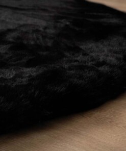 Teppich Rund Flauschig Hochflor - Comfy Deluxe Schwarz Teppich Rund Flauschig Hochflor - Comfy Deluxe Schwarz