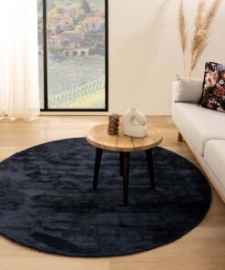 Viskose Teppich Rund - Glamour Marineblau - sfeer