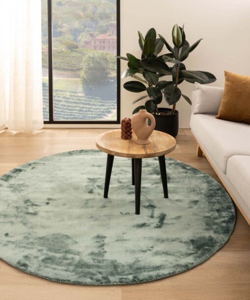 Viskose Teppich Rund - Pearl Petrol - sfeer