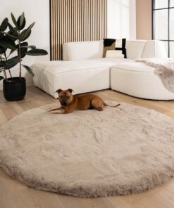 Teppich Rund Flauschig Hochflor - Comfy Deluxe Taupe