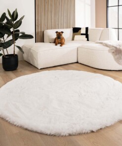 Teppich Rund Flauschig Hochflor - Comfy Deluxe Weiß