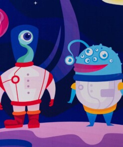 Kinderteppich - Weltraumabenteuer Multi - close up, thumbnail Kinderteppich - Weltraumabenteuer Multi - close up, thumbnail