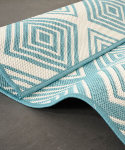 Outdoor Teppich Rautenmuster - Flip Gem Türkis - close up, thumbnail