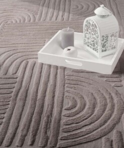 Flauschiger Teppich - Emily Geometrisch Taupe - close up, thumbnail