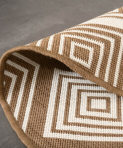 Outdoor Teppich Rund Rautenmuster - Flip Gem Hellbraun - close up, thumbnail