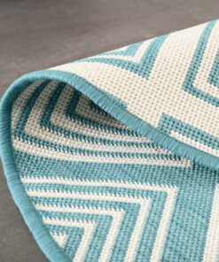 Outdoor Teppich Rund Rautenmuster - Flip Gem Türkis - close up, thumbnail