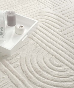 Flauschiger Teppich - Emily Geometrisch Creme - close up, thumbnail Flauschiger Teppich - Emily Geometrisch Creme - close up, thumbnail