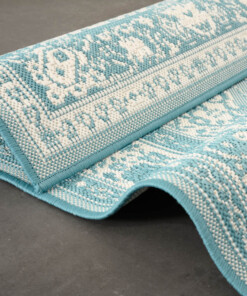 Outdoor Teppich Vintage - Flip Agnes Türkis - close up, thumbnail