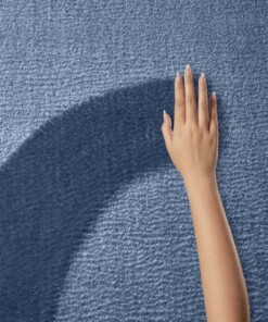 Flauschiger Teppich Rund - Lior Dunkelblau (waschbar 30°C) - close up, thumbnail