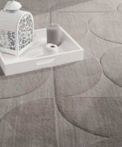 Flauschiger Teppich - Emily Kreise Taupe - close up, thumbnail