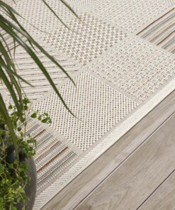 Outdoor Teppich  Blöcke - Lyra Creme/Multi - close up, thumbnail